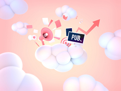 Communication Sector 3d 3d art 3d artist autodesk cloud clouds communication dream illustration maya pink pixar pub renderman