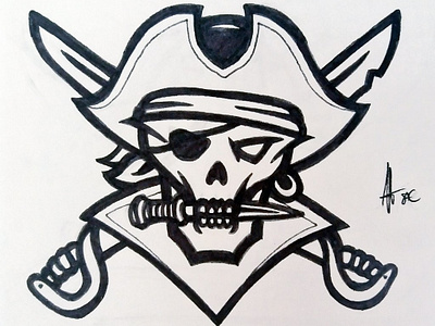 Pirate Mascot logo Inked ink pen logo mascot logos sketch