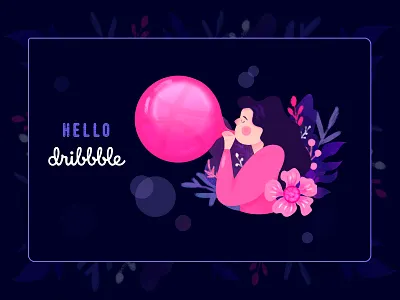 Hello Dribble! character draw flower hello dribble illustration