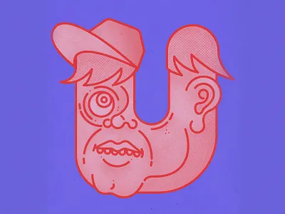 Got U ball cap character design illustration letter a day letter u pink and purple the letter u typography