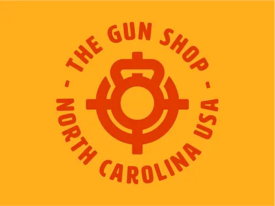 The Gun Shop Logo branding crosshairs gun gym identity kettlebell logo logo design mark thick lines