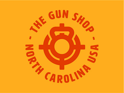 The Gun Shop Logo branding crosshairs gun gym identity kettlebell logo logo design mark thick lines