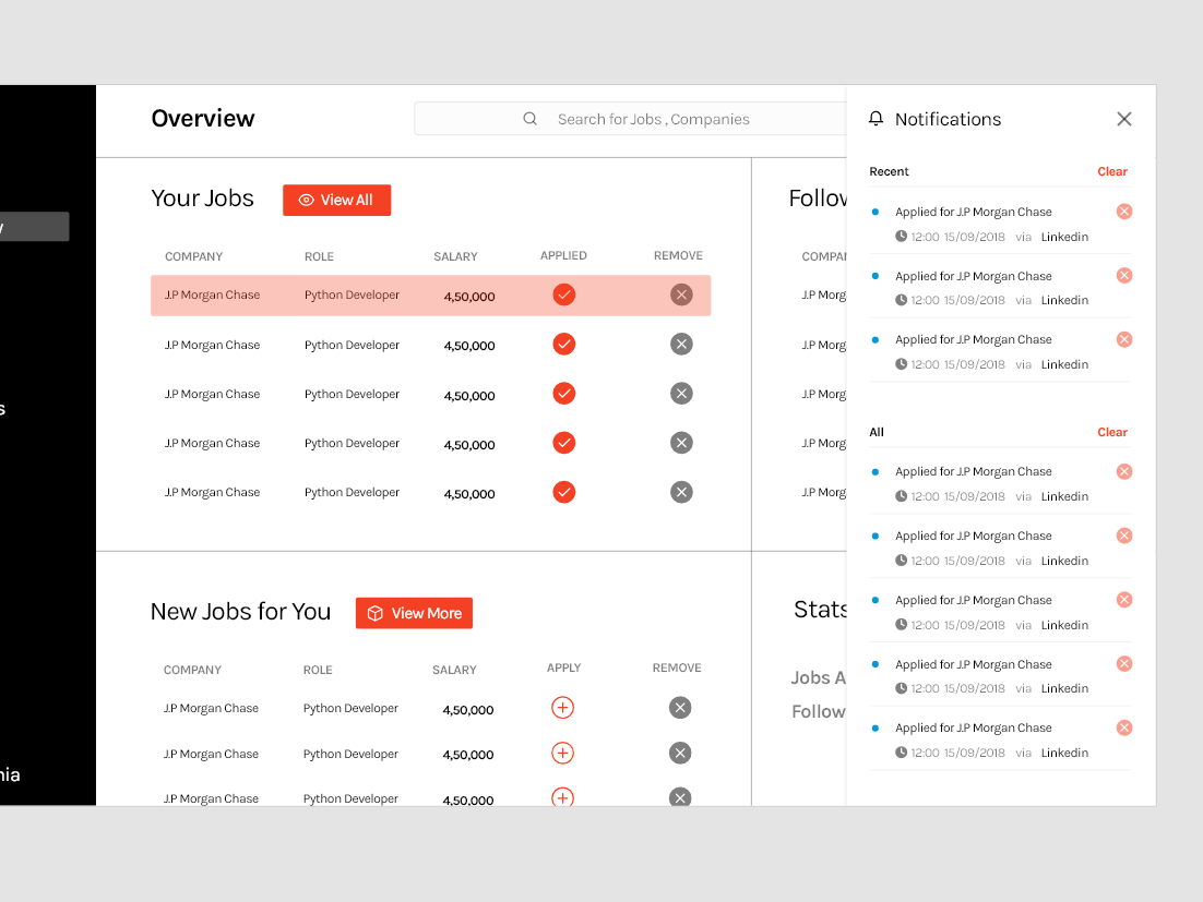 OWL \ Job tracking App - Notification pop up by Padam Sethia on Dribbble