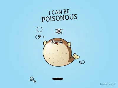 Poisonous angry cute character fish funny illustrator pufferfish vector art vector artwork