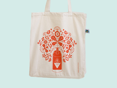 Sampa Bottle Tote Bag bottle fairtrade floral flowers iced tea illustration organic product shop tote bag totebag