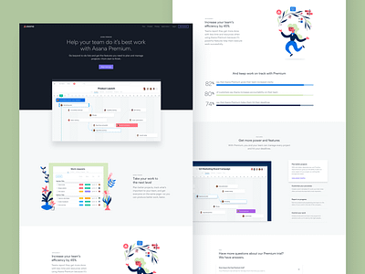 Asana Premium—Full asana design grid illustration landing page layout product typography ui ux web website