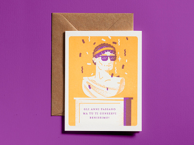 Letterpress greeting card birthday card dsgn greeting cards illustration letterpress statue