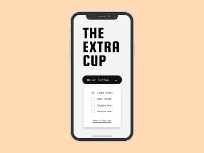 Daily UI #027 (Dropdown) app black clean coffee dailyui dropdown dropdown menu minimal simple typography ui ui design white