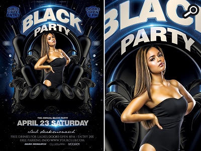 Black Party 3d black club dj drinks evening flyer night party sound template themed