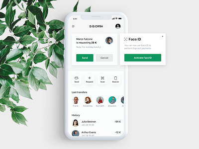 Digicash app application bank cash design digicash digital green iphone iphone x minimal mobile money product ui ux