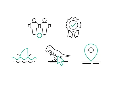 Icons set animal badge click design dinosaur football icon icons location marker shark t rex