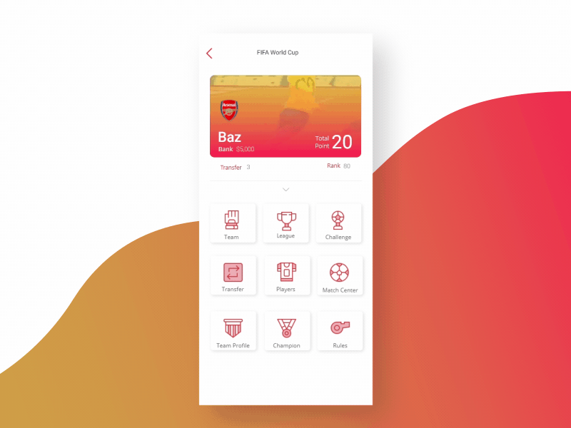 Fantasy League User Interaction animation design football app interaction design soccer app sport user inteface user interface user interface animation