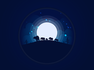 Elephant Family adobe design dribbble elephant illustration illustrator sky