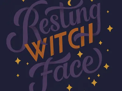 Resting Witch Face Lettering hand lettering illustration procreate