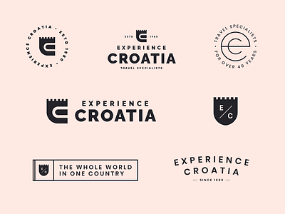 Experience Croatia pt. 4 brand branding croatia designinspiration ec geometric icon identity identity design logo logoinspiration mark minimal monogram shield stationary symbol system design ui