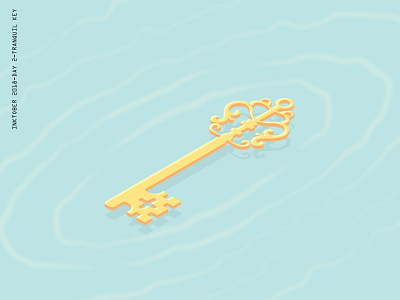 Inktober- Day 2- Tranquil Key adobe adobe illustrator challenge floating illustrate illustration illustration design illustrator inktober inktober2018 isometric key