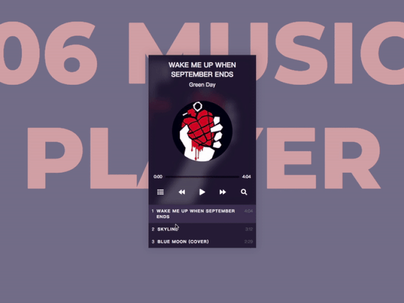 music player 30dayscodechallenge animation css html javascript reactjs ui ux webdesign webdevelopment