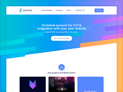 Switch /// Universal account for ICO branding design flat illustration minimal photoshop ui ux vector web website