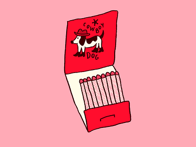 Cowboy Dog cowboy cowboy dog dog illustration inktober match matchbook matches puppy