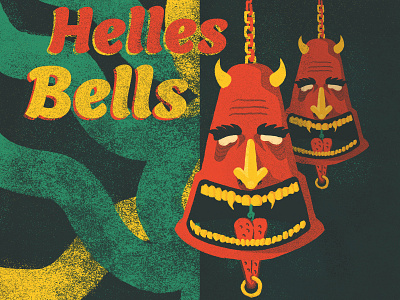 Helles Bells Illustration beer packaging bells branding can chain character animation character art character concept character design design devil drawing face helles beer illustration japanese monster packaging portrait samurai