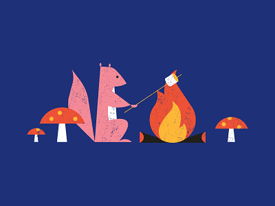 Vectober 10/03 - Roasted campfire camping inktober inktober2018 mashmallow mushroom smores squirrel vectober