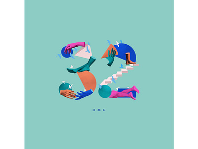 32 birds birthday collage color experiments humans shapes surrealism thirty two