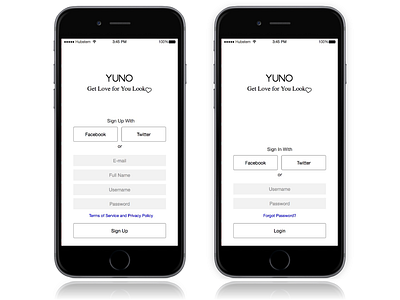 Yuno - Dating Mobile App app axure concept dating interaction design mobile app design signin signup ui user experience design ux wireframe