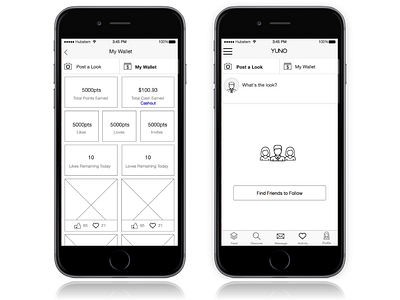 Yuno - Dating App - My Wallet app axure concept dating app design interaction design ios mobile app mobile app design user center design user experience design ux