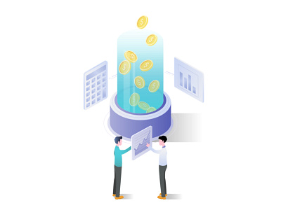 Fancy Finance app calculator character coin dollar dribbble graph isometric money ui vector