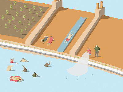 All Age Cities - Flooded City conceptual design digital illustration editorial editorial illustration houses illustration