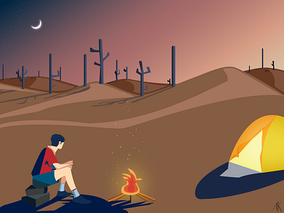 Bonfire design flat illustration inktober vector