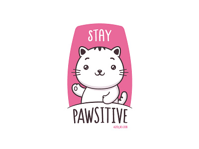 Stay Pawsitive cartoon cat clothing illustration kawaii merchandise tshirt vector