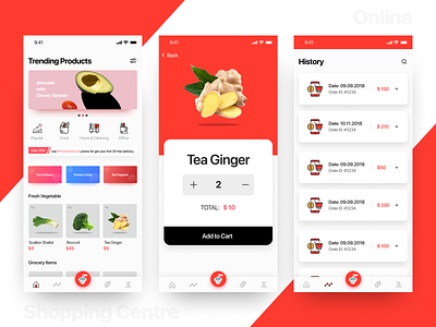 Ecommerce Mobile App Concept app clean design ecommerc grocery history ios order shop app ui ux vegetable