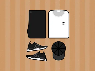 Flat Lay adidas clothes clothing design illustration illustrator minimal nmd shirt vector