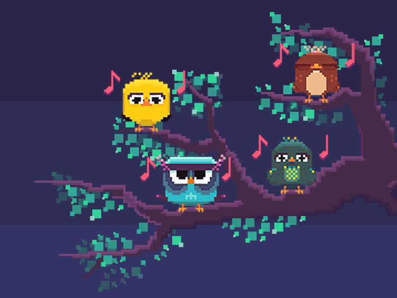 Singing birds birds character illustrator pixel pixelart singing