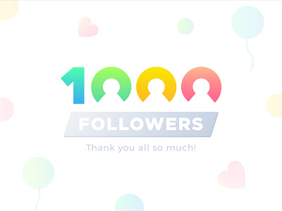 1000 Followers on Dribbble 1000 1k celebration digit dribbble dribble follow followers logo number thousand