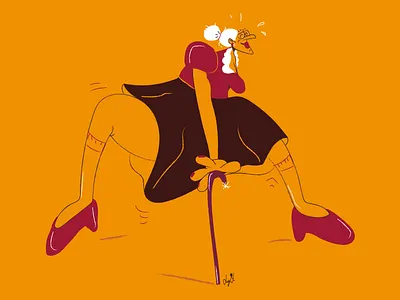 Super nonna art cartoon character comics grandmother illustration vector vintage