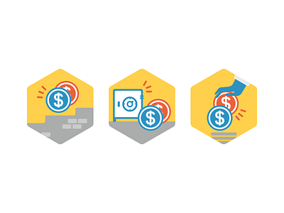 Product Bundle Icons 3 coins icon icon design iconography icons product icons safe