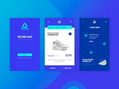 Reebok Store app design ui ux web