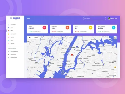 Argon Dashboard Free admin bootstrap 4 card dashboard free gradient html 5 map side bar