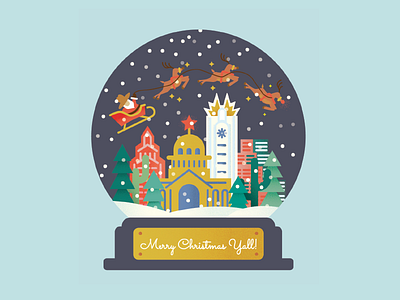 V early but she's so cute. austin christmas design holiday illustrator santa snowglobe texture