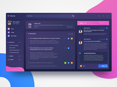 Todo List clean clean ui dailyui dark dashbaord inbox list task manager tasks todolist ui ux web