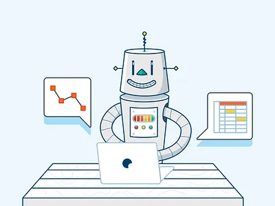The robots are getting smarter analytics automation icon illustration learning learning app print robot spot illustration startup training vector