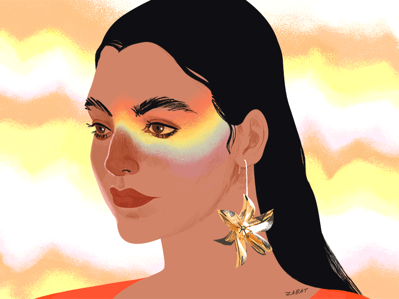 Rainbow accessories animation fashion girl hair illustartion light portrait portrait art portrait illustration rainbow vogue woman