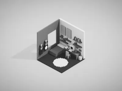 Voxel Room 3d iso voxel