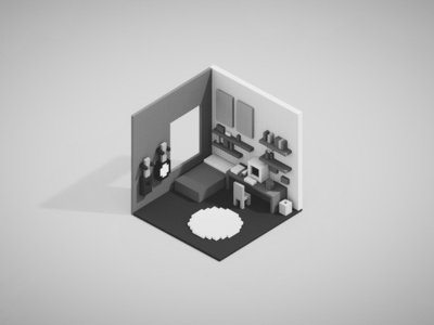 Voxel Room 3d iso voxel
