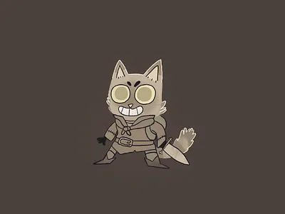 Cat Warrior cartoon illustration simple