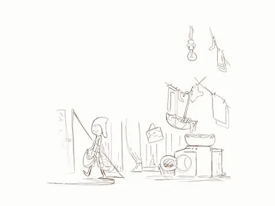 Laundry Sketch cartoon illustration simple sketch