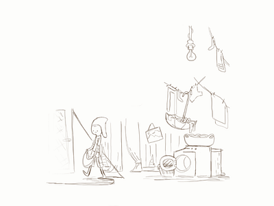 Laundry Sketch cartoon illustration simple sketch