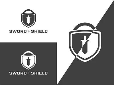 Thirty Day Logo Challenge #12 - Sword & Shield black and white branding design flat icon illustration lettering lock logo padlock shield simple sword sword and shield symbol thirty day logo challenge thirtylogos type typography vector